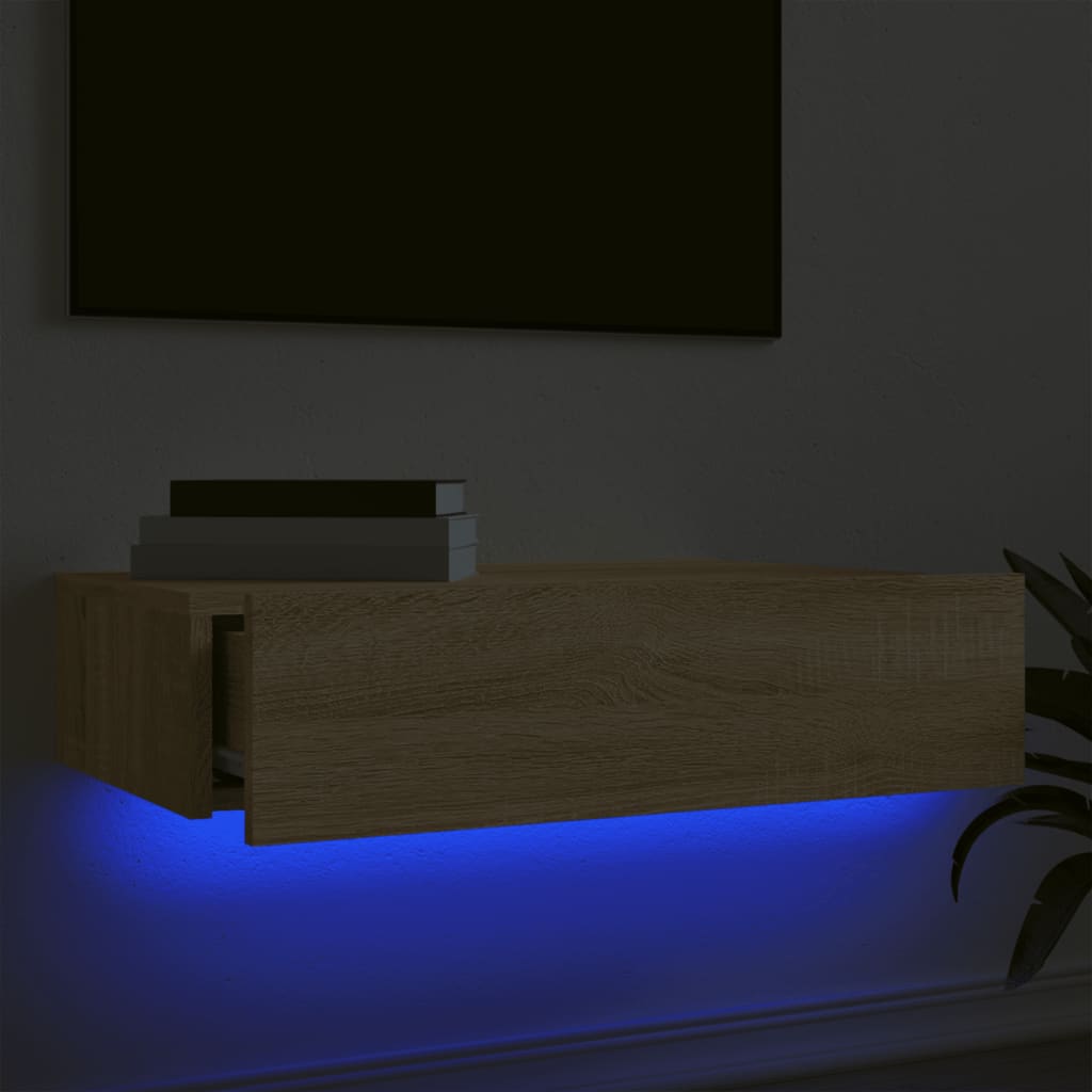 vidaXL TV-taso LED-valoilla Sonoma-tammi 60x35x15,5 cm