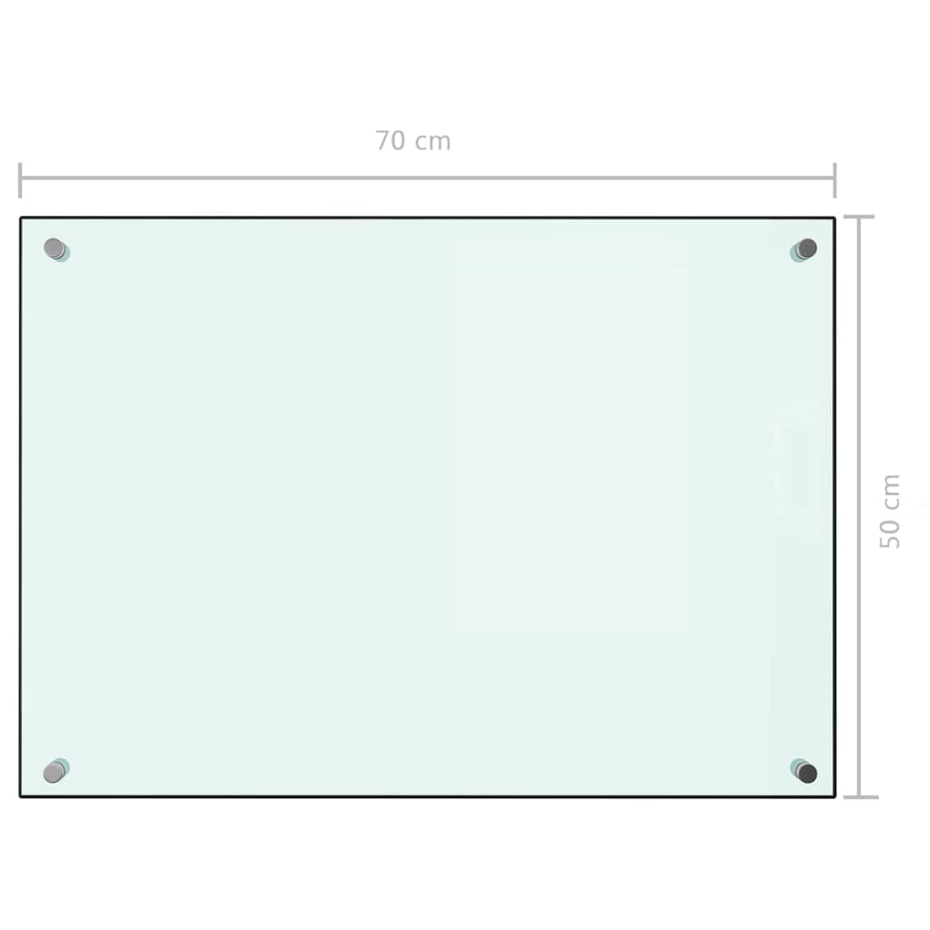 vidaXL Keittiön roiskesuoja valkoinen 70x50 cm karkaistu lasi