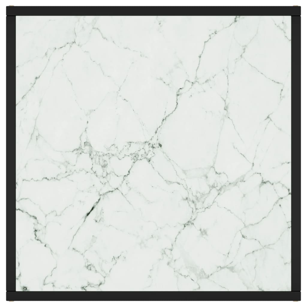 vidaXL Sohvapöytä musta valkoisella marmorilasilla 60x60x35 cm