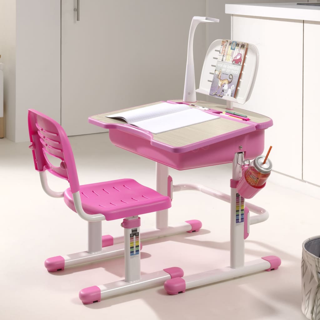 Vipack Säädettävä lasten työpöytä Comfortline 301 tuolilla pinkkivalk.