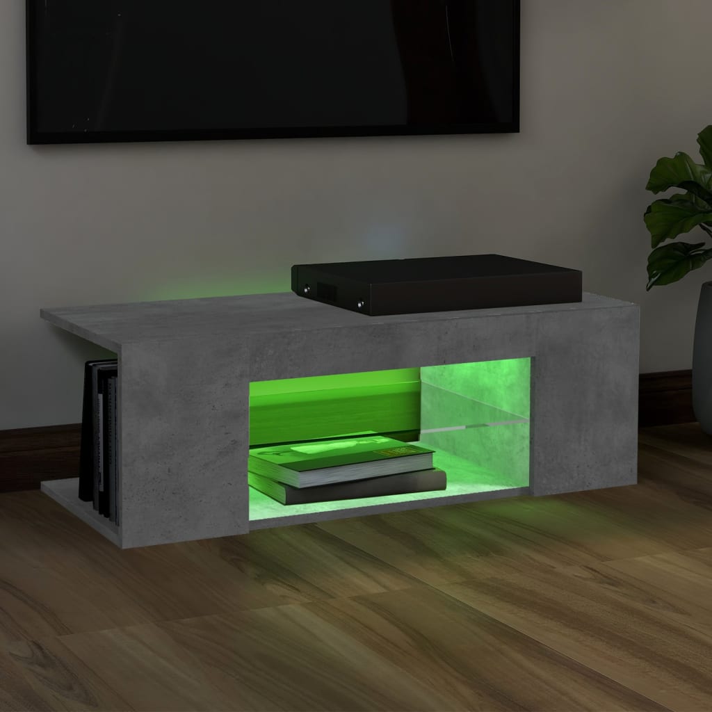 vidaXL TV-taso LED-valoilla betoninharmaa 90x39x30 cm
