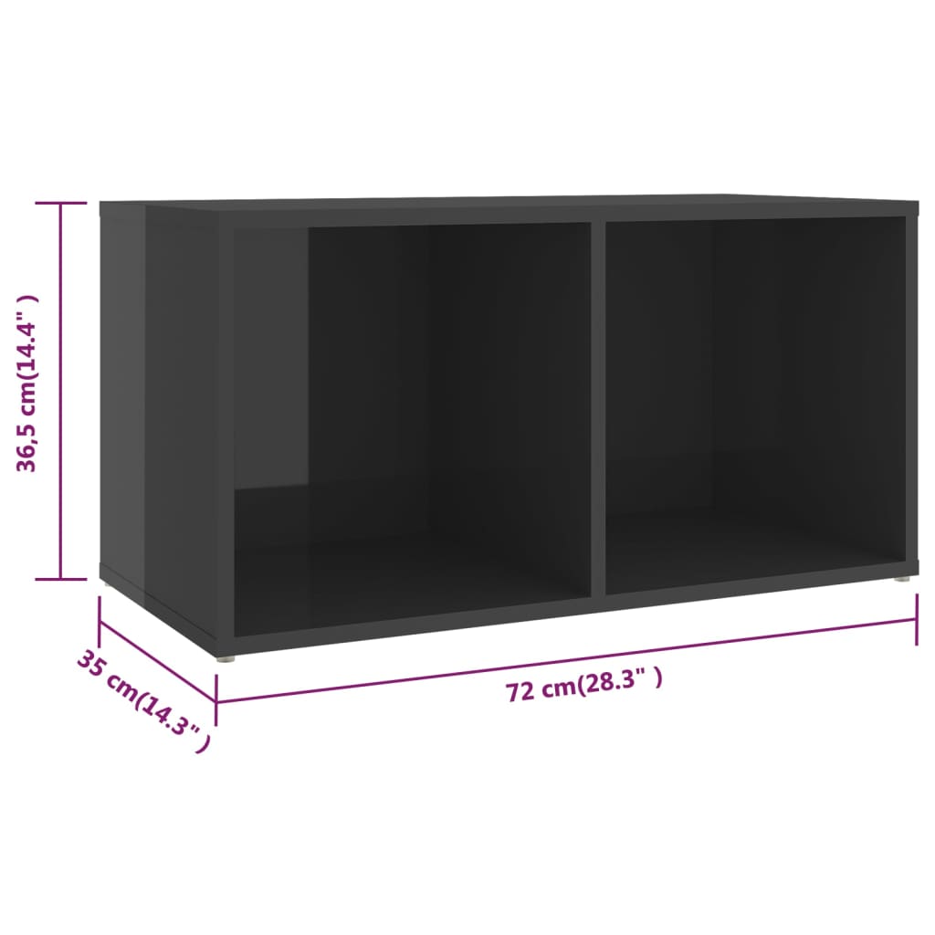 vidaXL TV-tasot 4 kpl korkeakiilto harmaa 72x35x36,5 cm lastulevy