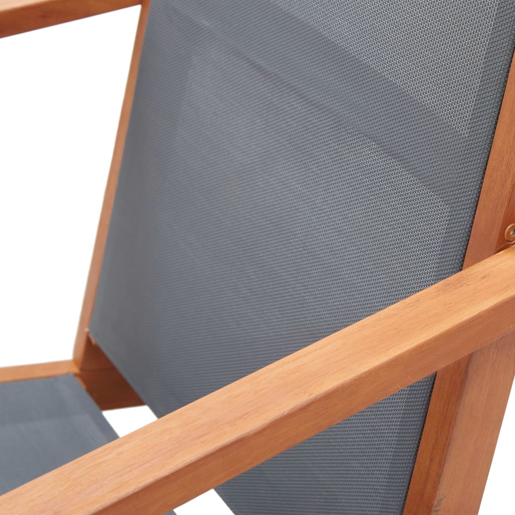 vidaXL Puutarhan nojatuoli harmaa täysi eukalyptuspuu ja textilene