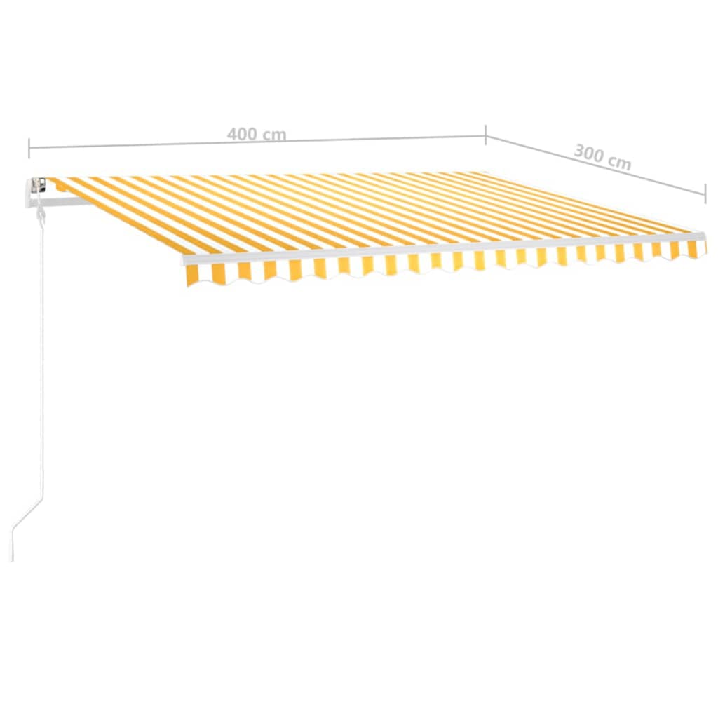 vidaXL Manuaalisesti kelattava markiisi tolpilla 4x3 m keltavalkoinen