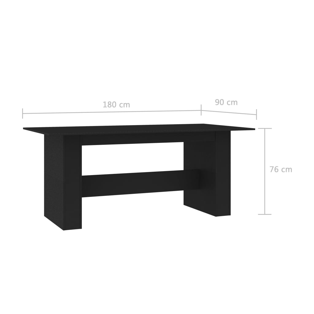vidaXL Ruokapöytä musta 180x90x76 cm tekninen puu