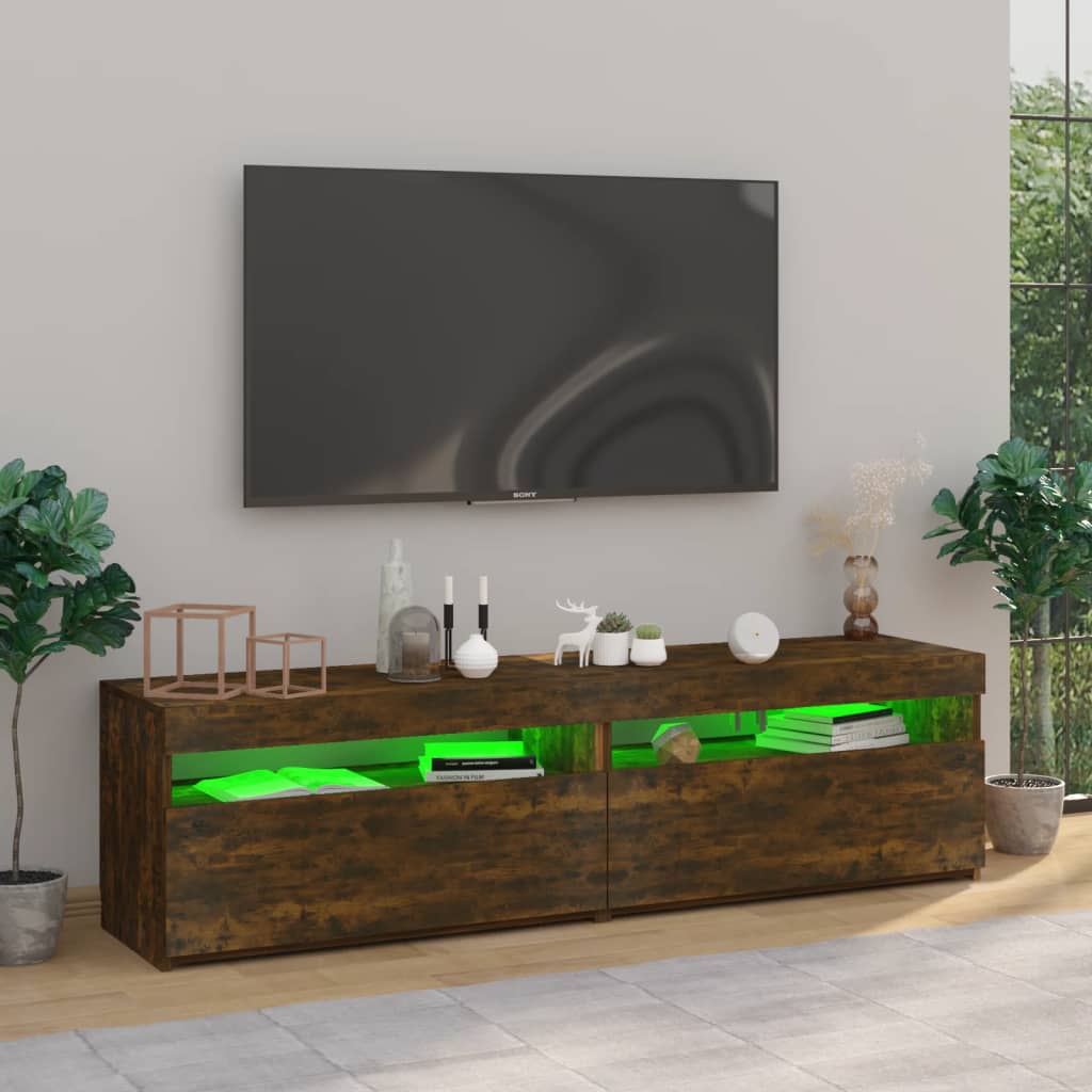 vidaXL TV-taso LED-valoilla 2 kpl savutammi 75x35x40 cm