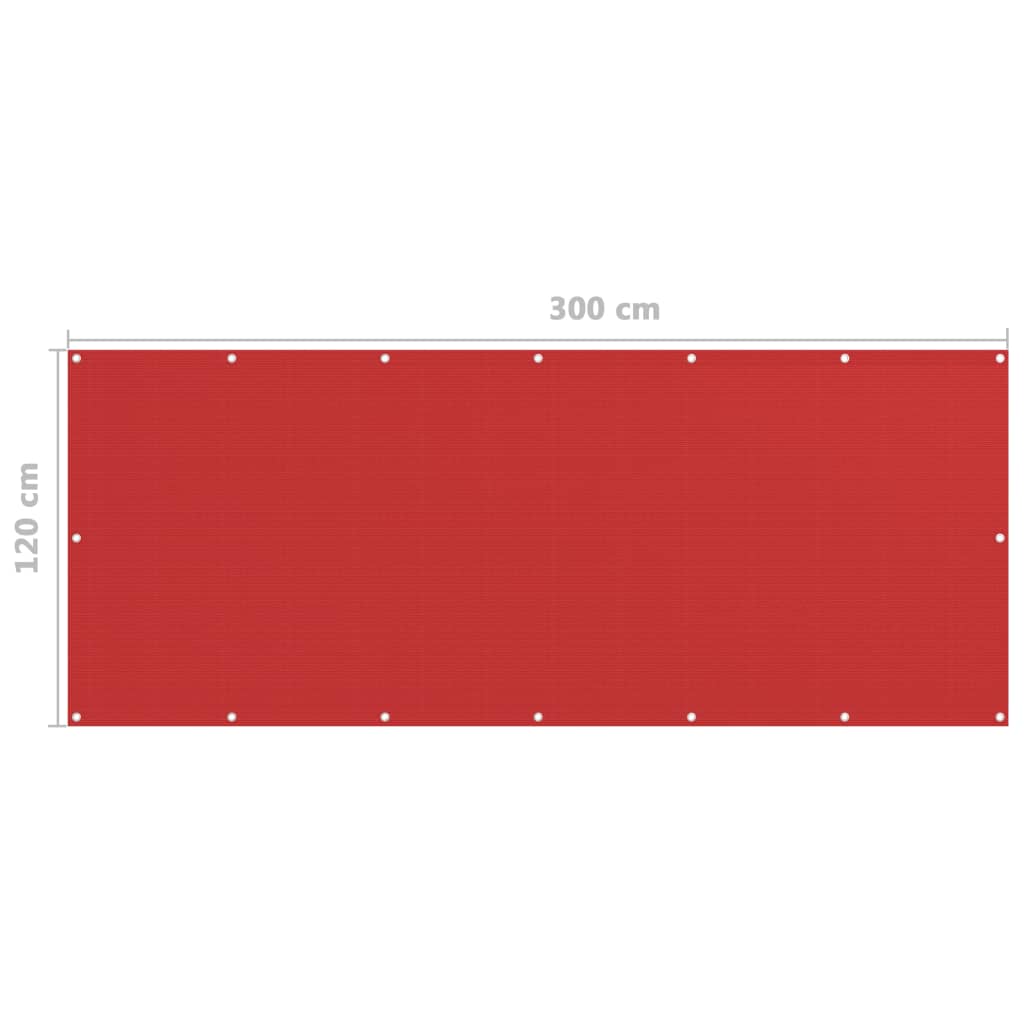 vidaXL Parvekkeen suoja punainen 120x300 cm HDPE
