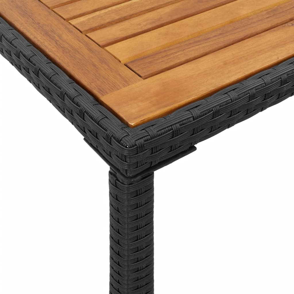 vidaXL Puutarhapöytä puinen pöytälevy musta 115x54x74 cm polyrottinki