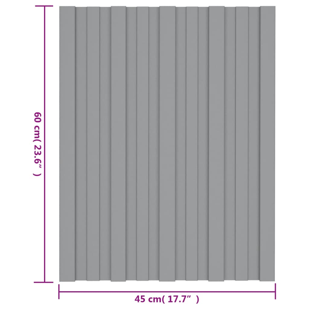 vidaXL Kattopaneeli 12 kpl galvanoitu teräs harmaa 60x45 cm