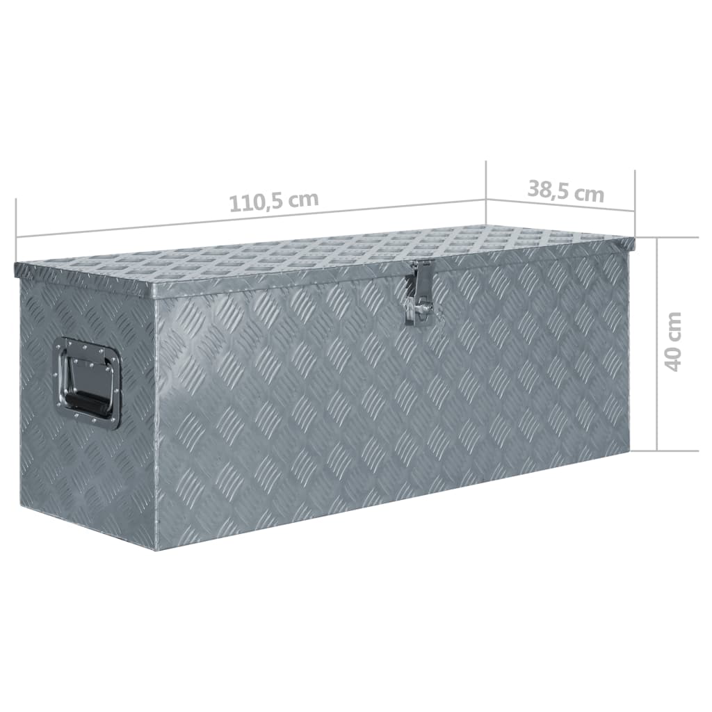 vidaXL Alumiinilaatikko 110,5x38,5x40 cm hopea