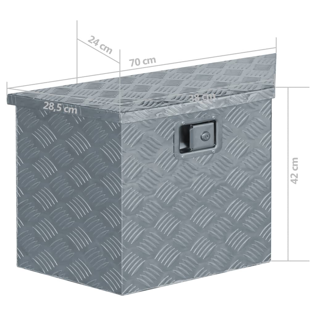 vidaXL Alumiinilaatikko puolisuunnikas 70x24x42 cm hopea