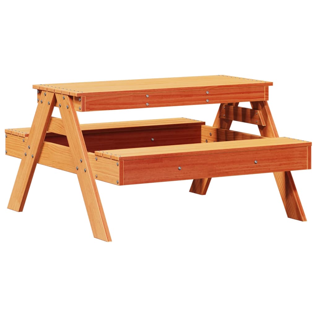 vidaXL Lasten piknikpöytä vahanruskea 88x97x52 cm täysi mänty