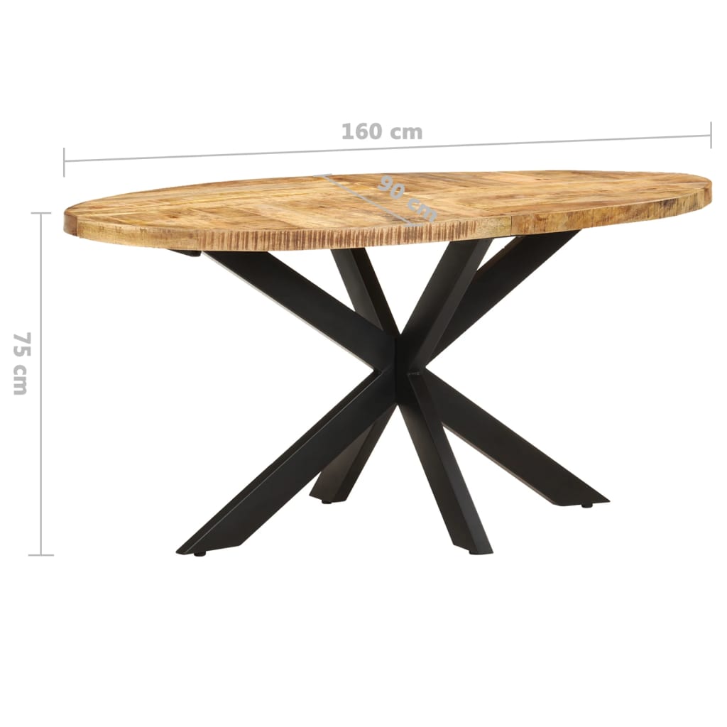 vidaXL Ruokapöytä 160x90x75 cm karkea mangopuu