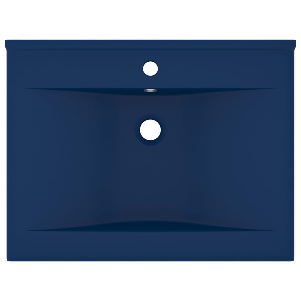 vidaXL Ylellinen pesuallas hanareiällä tummansininen 60x46 cm keraami