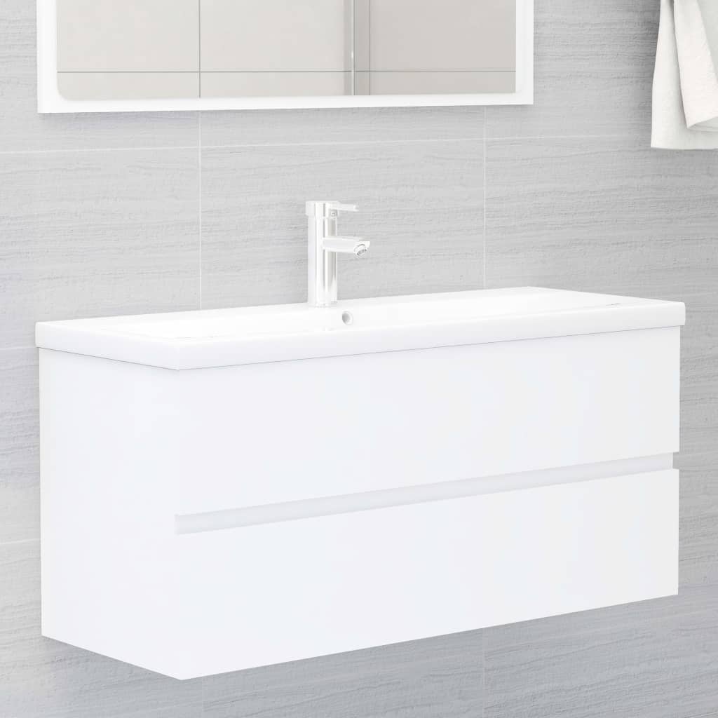 vidaXL Kaksiosainen kylpyhuoneen kalustesarja valkoinen lastulevy