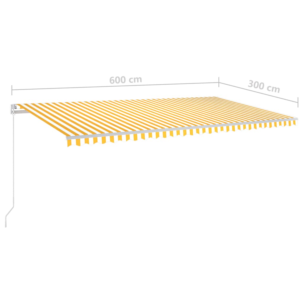 vidaXL Sisäänkelattava markiisi LED/tuulisensori 6x3 m keltavalkoinen