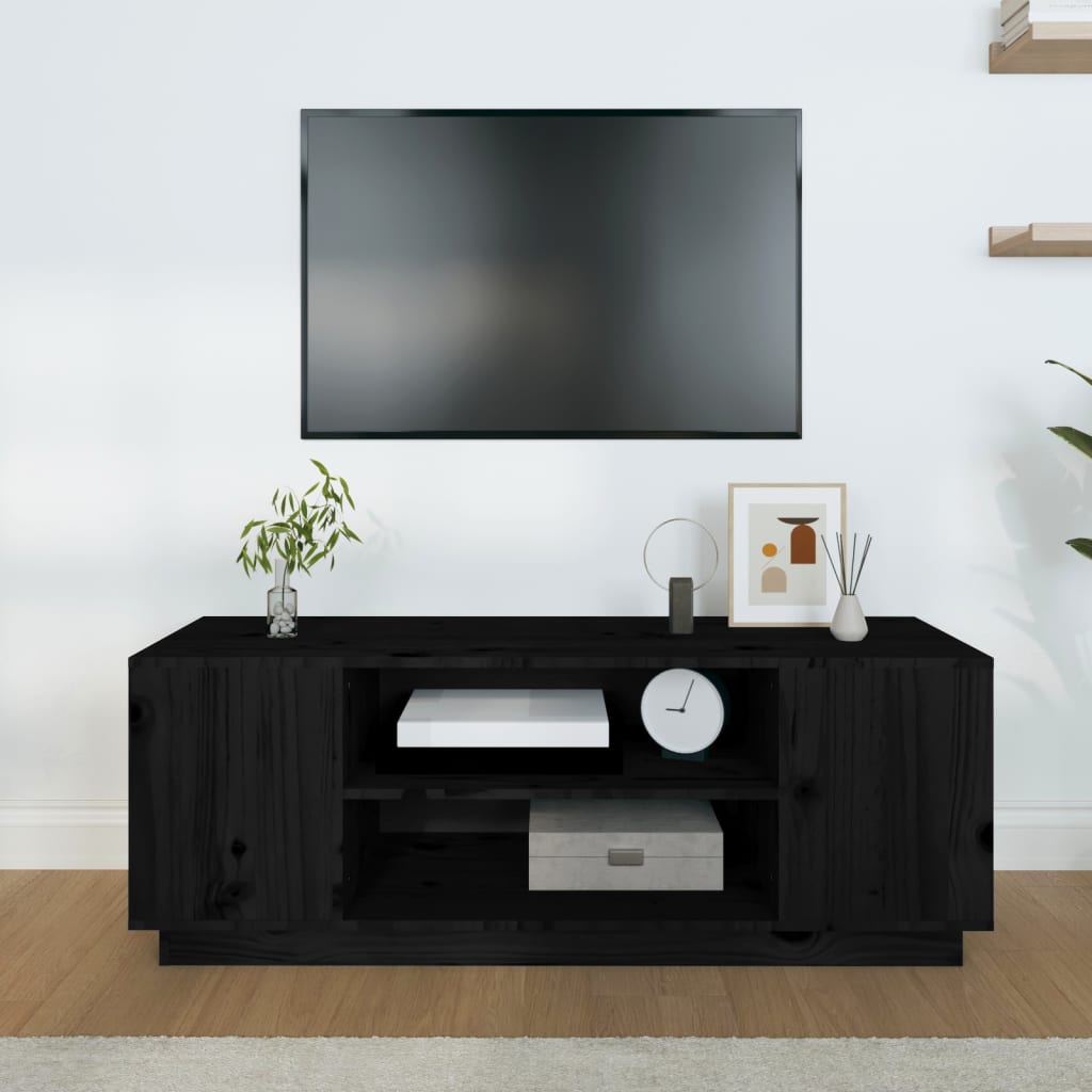 vidaXL TV-taso musta 110x35x40,5 cm täysi mänty