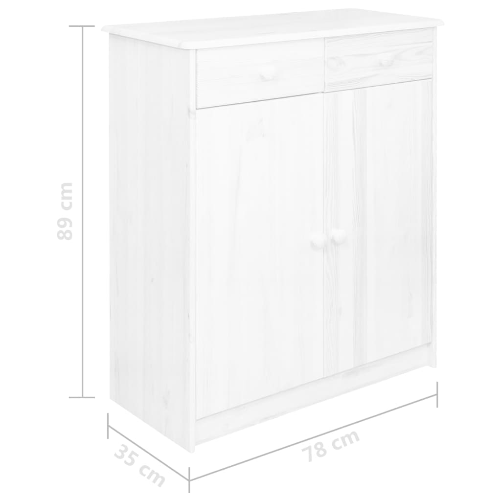 vidaXL Senkki 2 laatikkoa valkoinen 78x35x89 cm täysi mänty