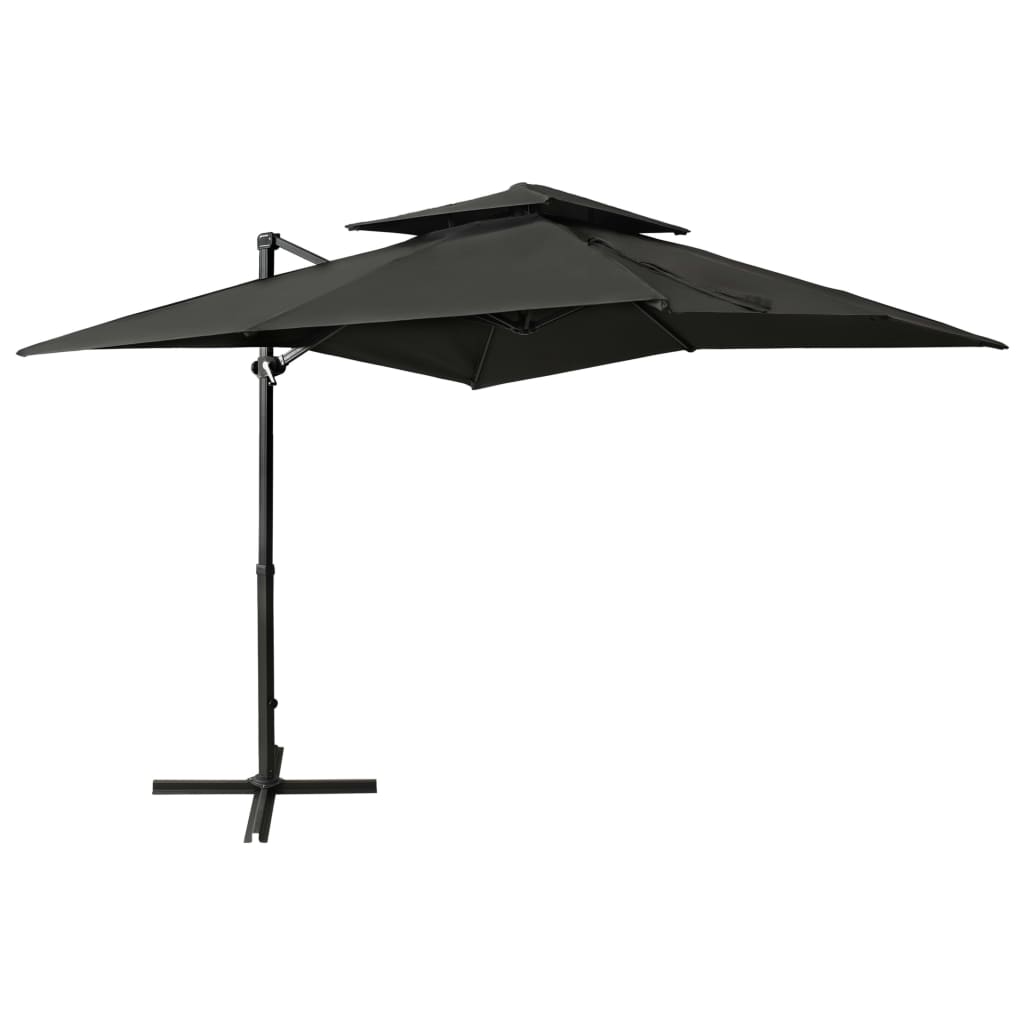 vidaXL Riippuva aurinkovarjo tuplakatolla 250x250 cm antrasiitti