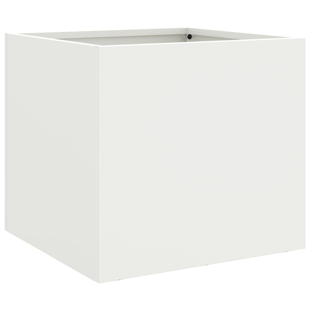 vidaXL Kukkalaatikko valkoinen 32x30x29 cm kylmävalssattu teräs