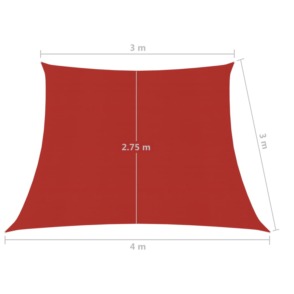 vidaXL Aurinkopurje 160 g/m² punainen 3/4x3 m HDPE