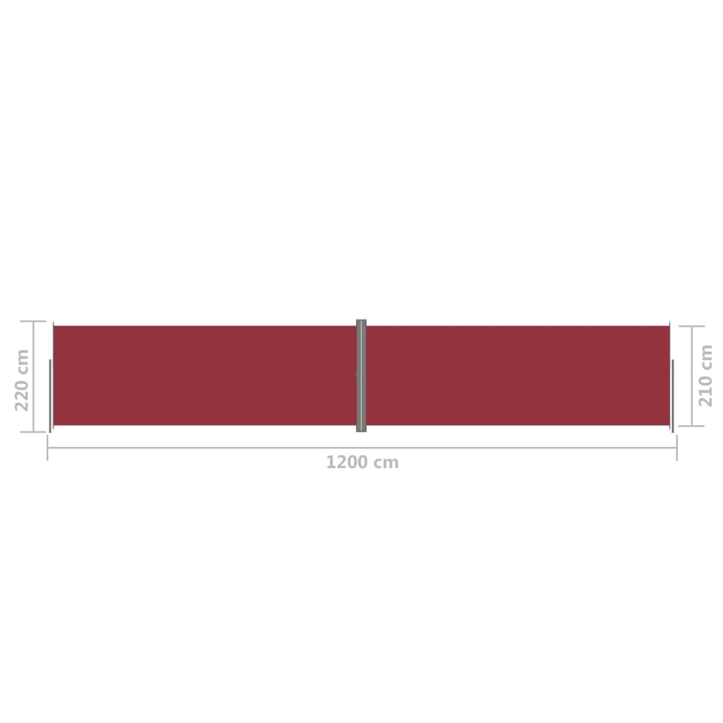 vidaXL Sisäänvedettävä sivumarkiisi punainen 220x1200 cm