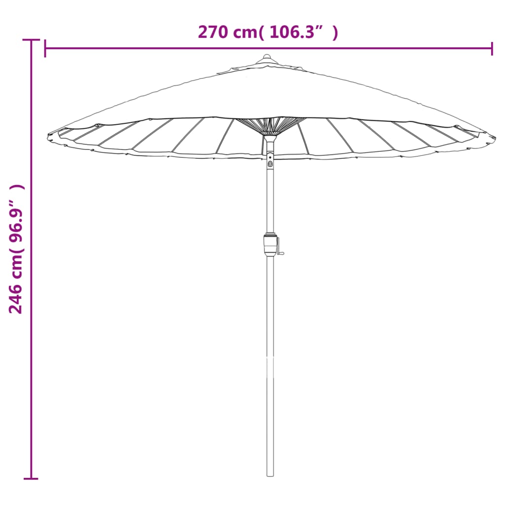 vidaXL Aurinkovarjo alumiinitanko 270 cm harmaanruskea