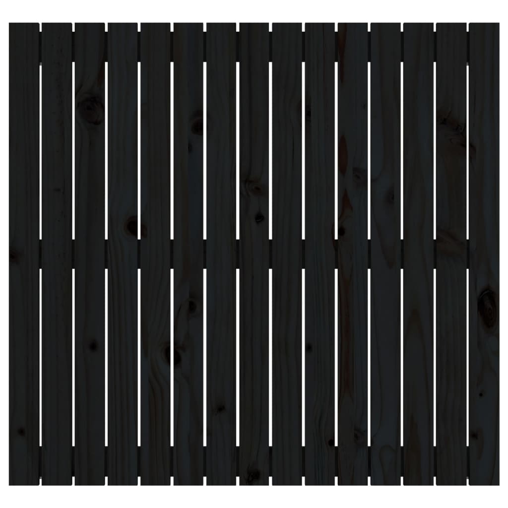 vidaXL Sängynpääty seinälle musta 95,5x3x90 cm täysi mänty