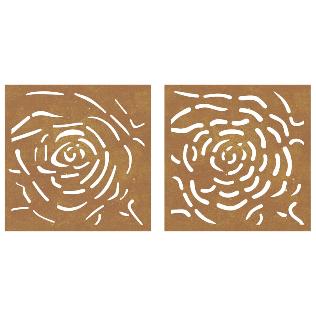 vidaXL Puutarhaseinäkoristeet 2 kpl 105x55 cm corten teräs ruusukuvio