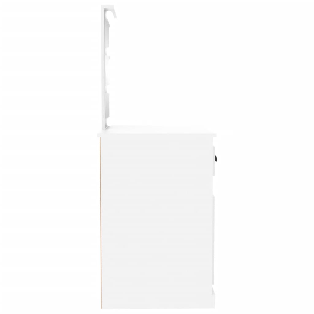 vidaXL Peilipöytä LED-valoilla valkoinen 90x50x132,5 cm tekninen puu