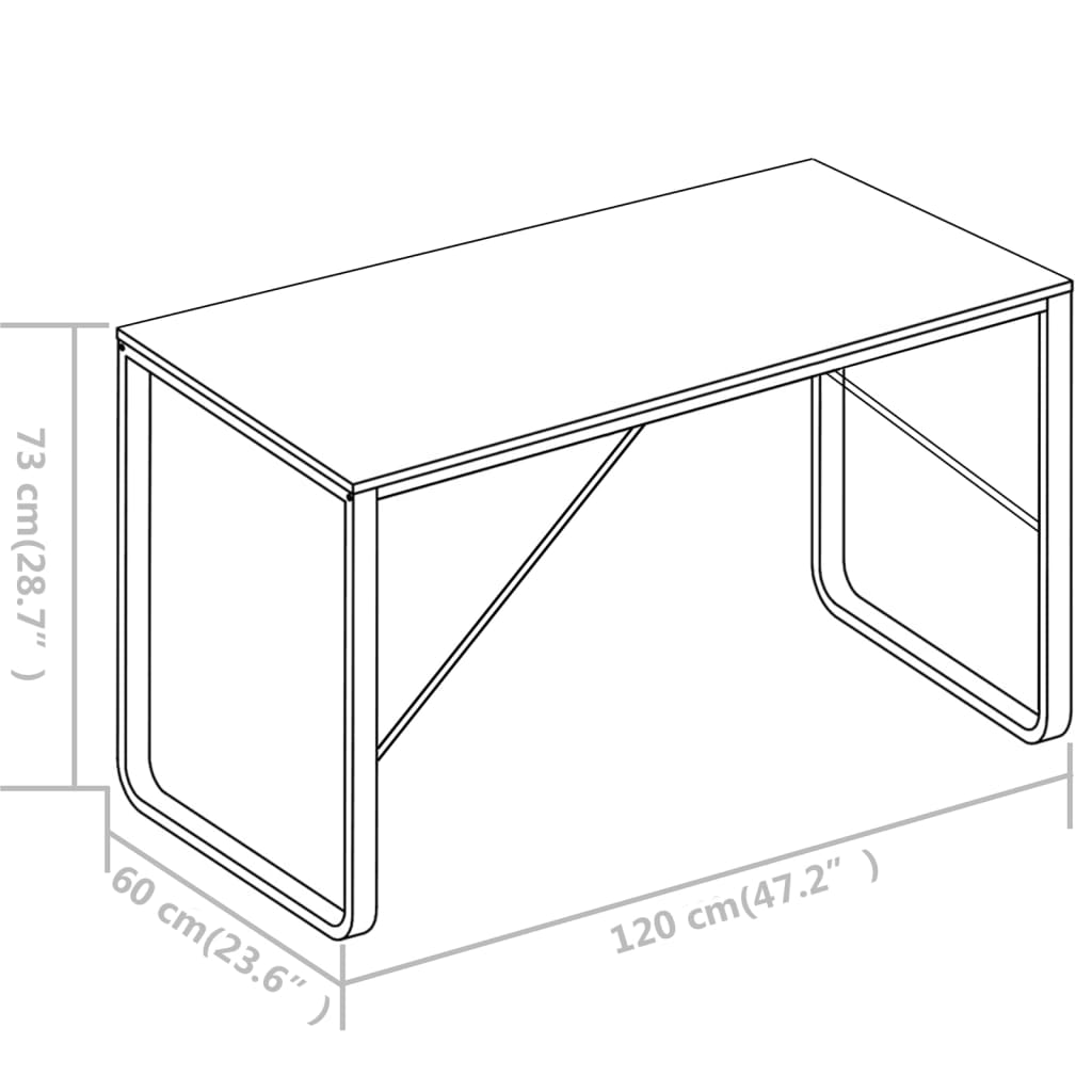 vidaXL Tietokonepöytä valkoinen 120x60x73 cm