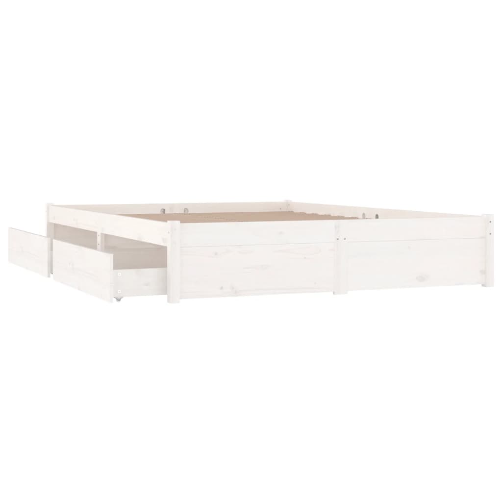 vidaXL Sängynrunko laatikoilla valkoinen 200x200 cm