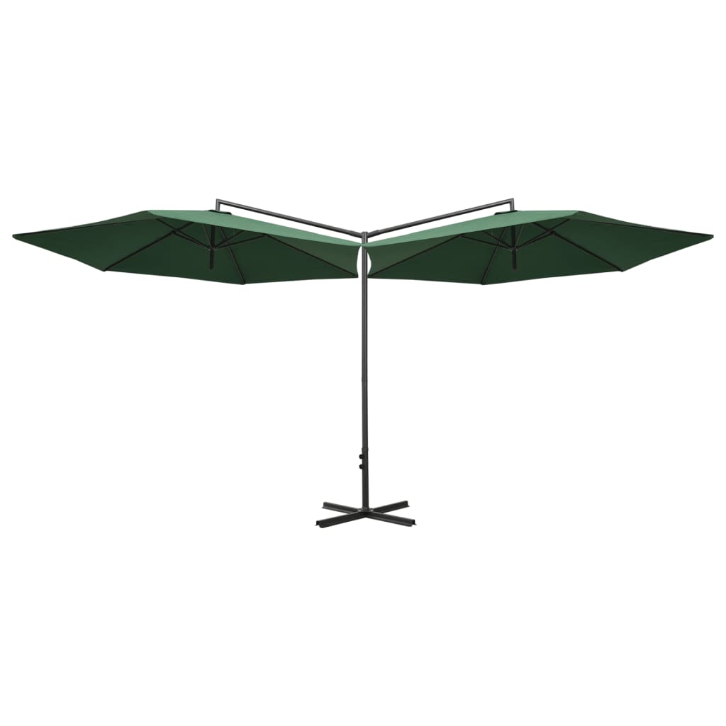 vidaXL Tupla-aurinkovarjo terästanko vihreä 600 cm