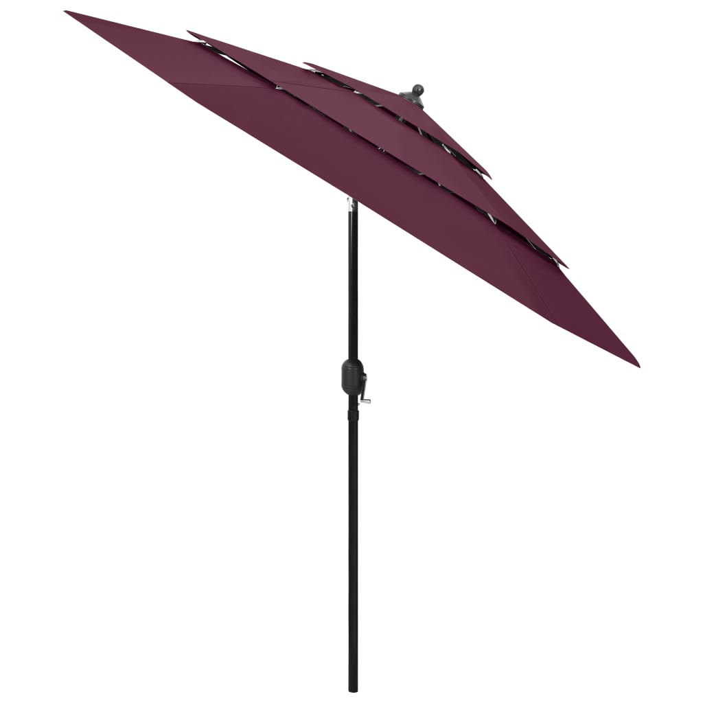 vidaXL 3-tasoinen aurinkovarjo alumiinitanko viininpunainen 2,5 m