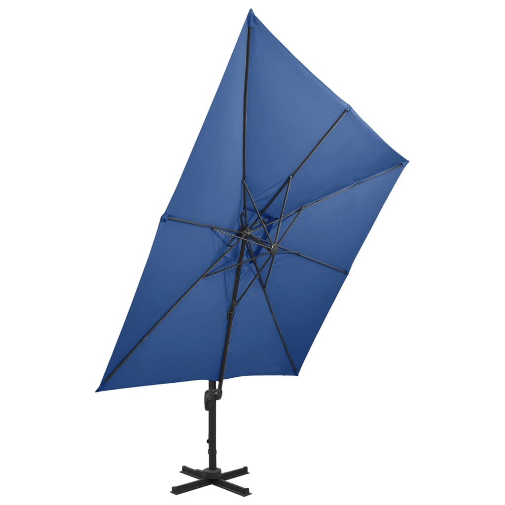 vidaXL Riippuva aurinkovarjo tuplakatolla taivaansininen 300x300 cm
