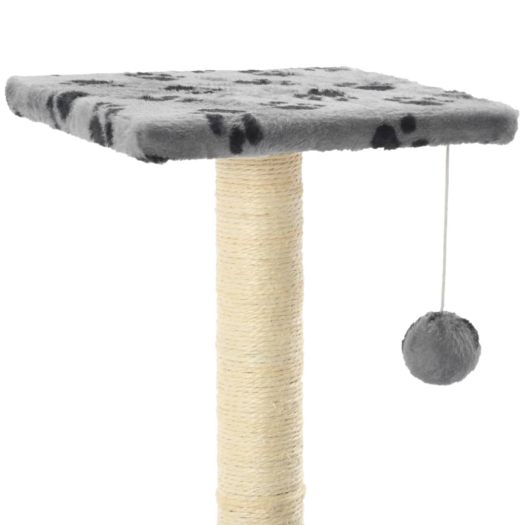 vidaXL Kissan raapimispuu sisal-pylväillä 65 cm tassunjäljet harmaa