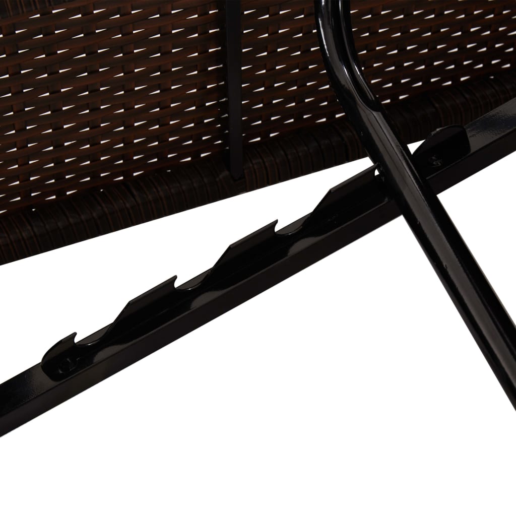 vidaXL 3-osainen Aurinkotuolisarja pikkupöydällä polyrottinki ruskea