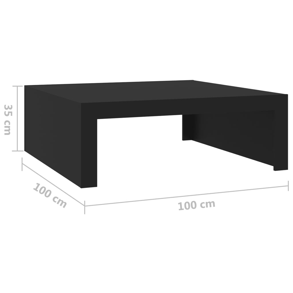 vidaXL Sohvapöytä musta 100x100x35 cm lastulevy