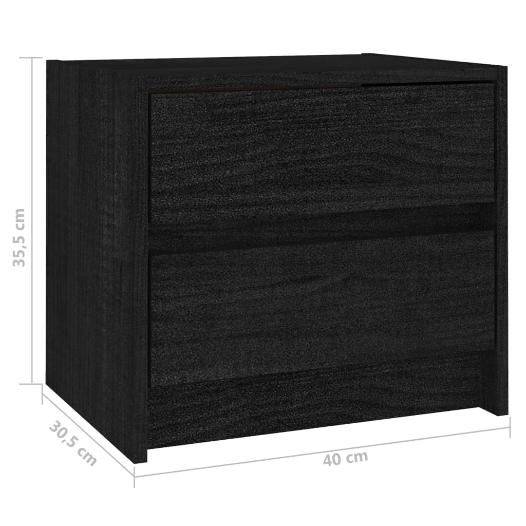 vidaXL Yöpöydät 2 kpl musta 40x30,5x35,5 cm täysi mänty