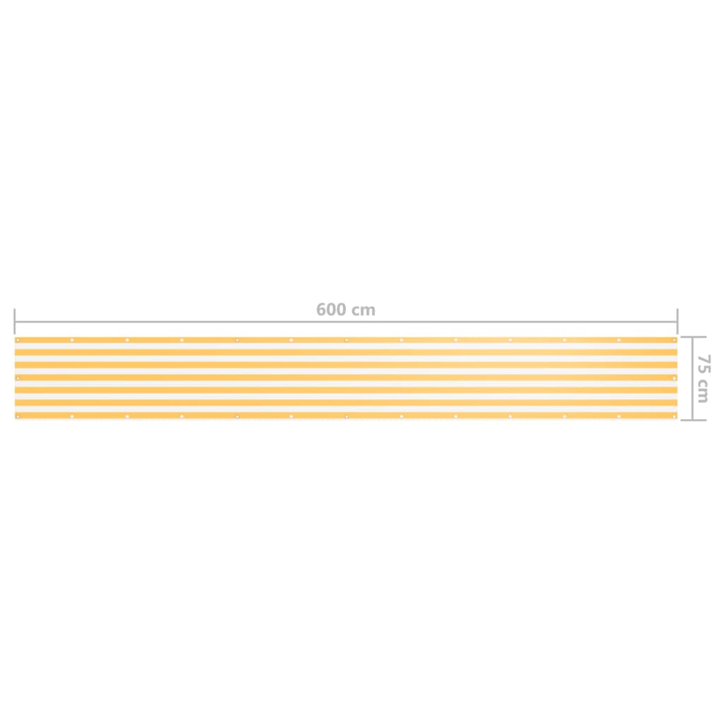 vidaXL Parvekkeen suoja valkoinen ja keltainen 75x600 cm Oxford kangas
