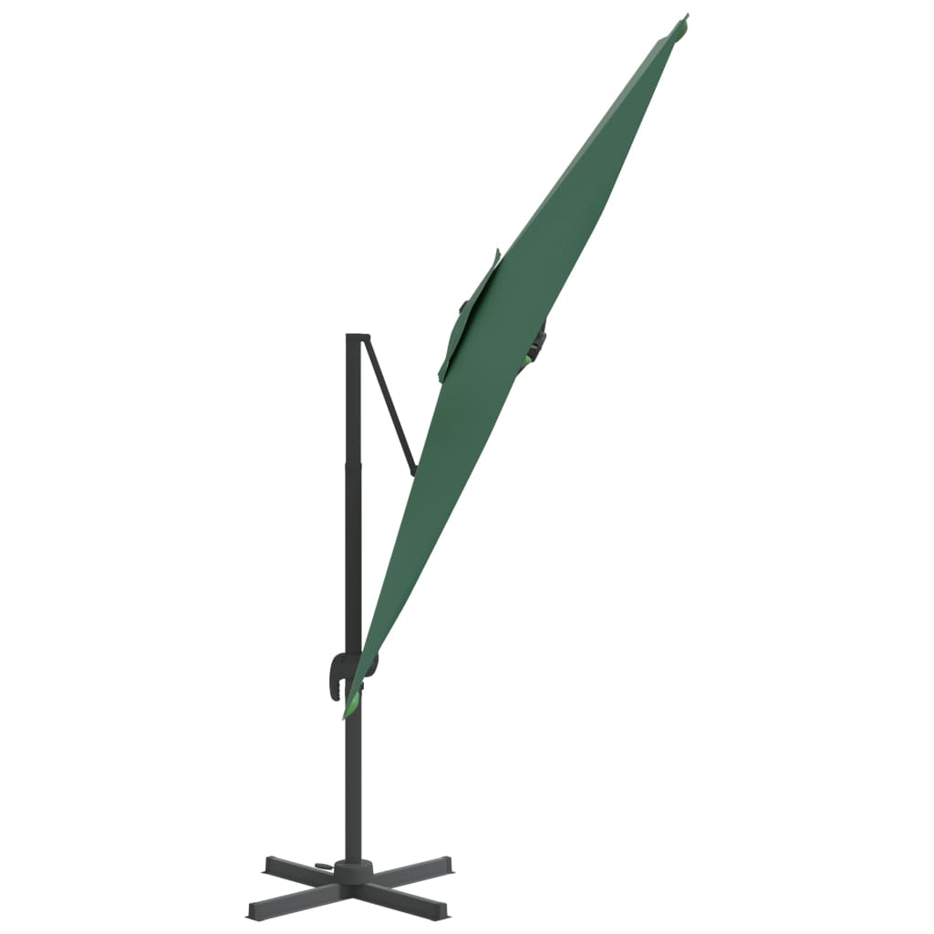 vidaXL Riippuva aurinkovarjo alumiinipylväällä vihreä 300x300 cm