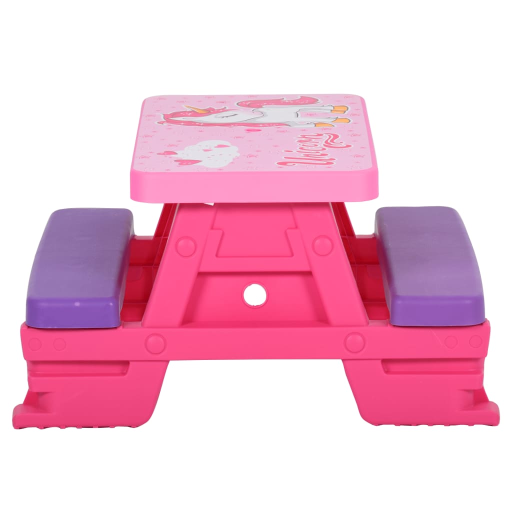 vidaXL Lasten piknikpöytä penkeillä 79x69x42 cm pinkki