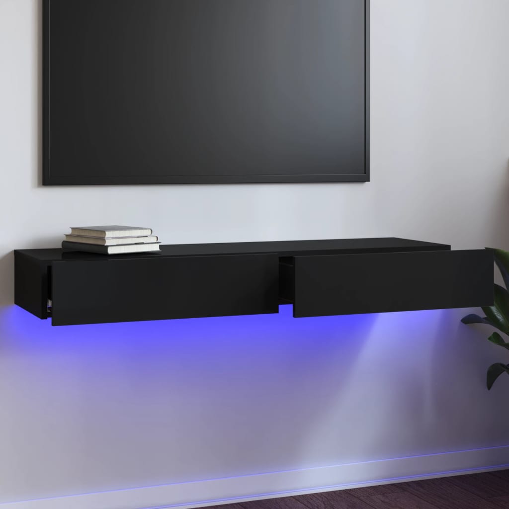 vidaXL TV-taso LED-valoilla korkeakiilto musta 120x35x15,5 cm