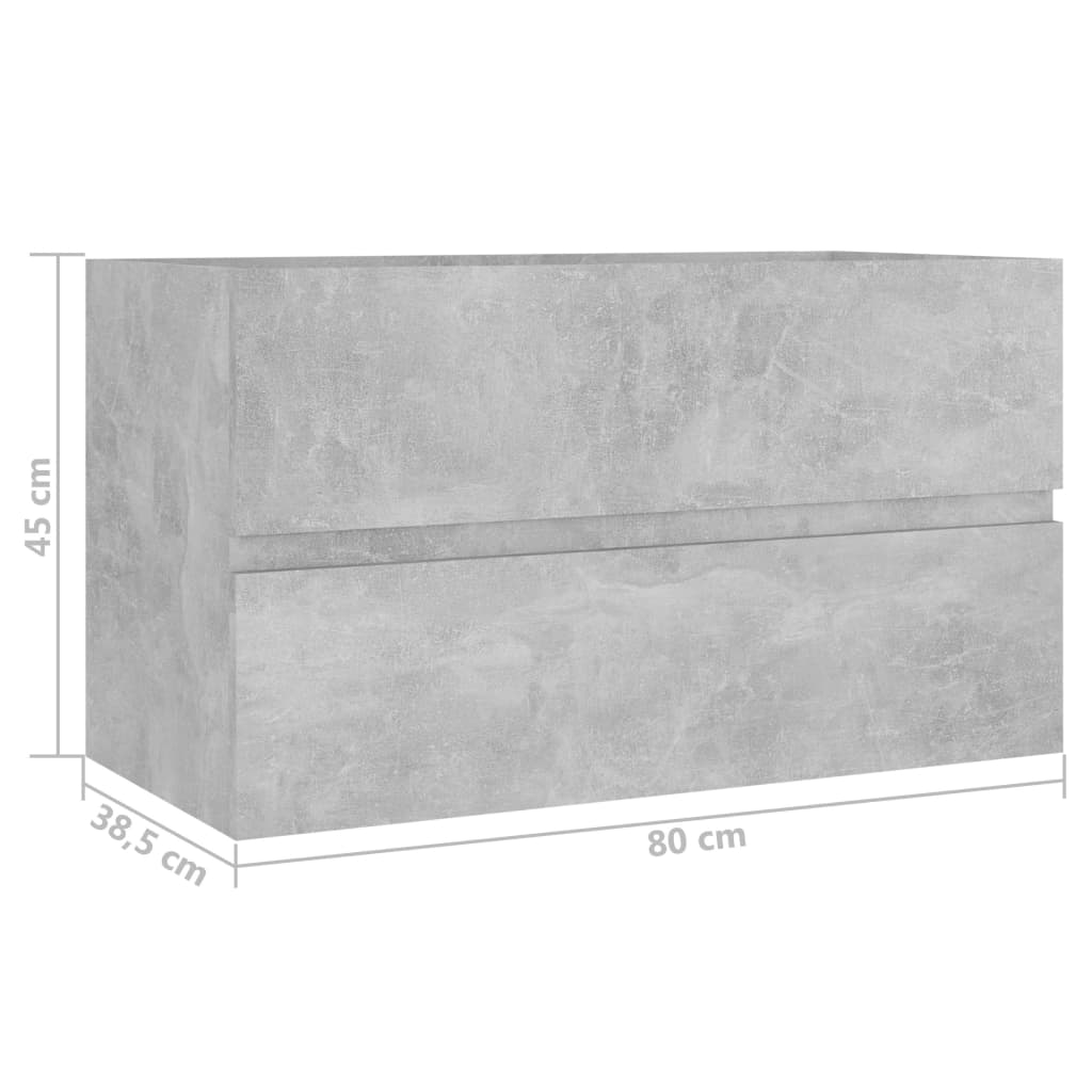 vidaXL Allaskaappi betoninharmaa 80x38,5x45 cm tekninen puu