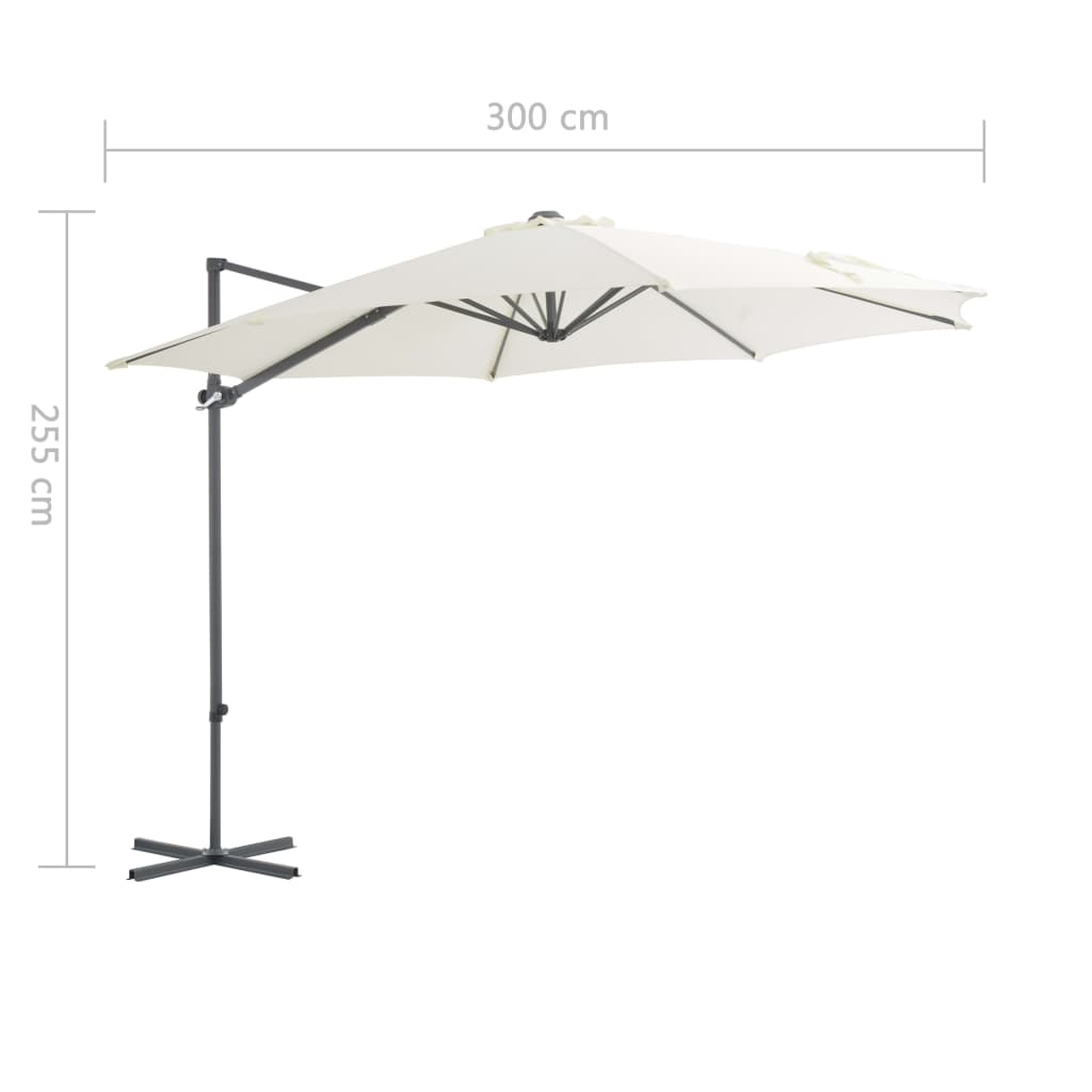 vidaXL Riippuva aurinkovarjo teräspylväällä 300 cm hiekka