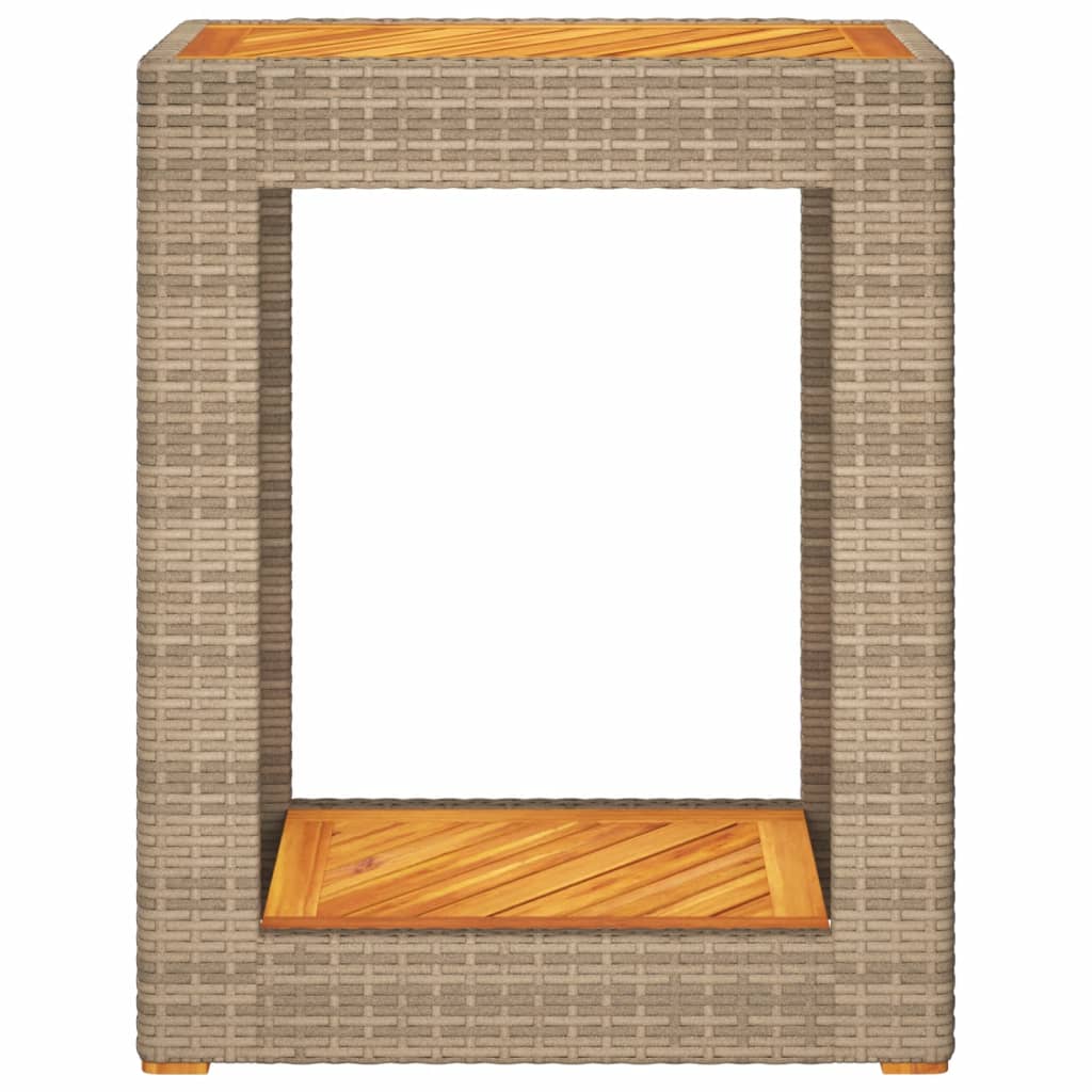 vidaXL Puutarhan sivupöytä puulevyllä beige 60x40x75 cm polyrottinki