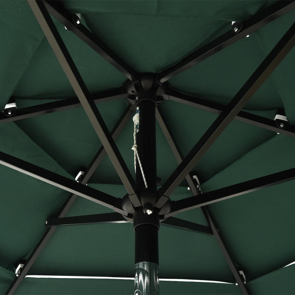 vidaXL 3-tasoinen aurinkovarjo alumiinitanko vihreä 2 m