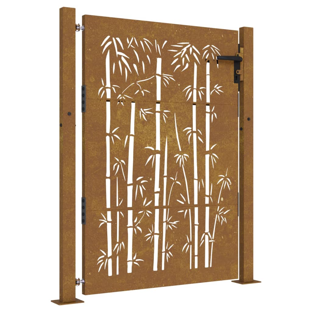 vidaXL Puutarhaportti 105x155 cm corten teräs bambukuvio