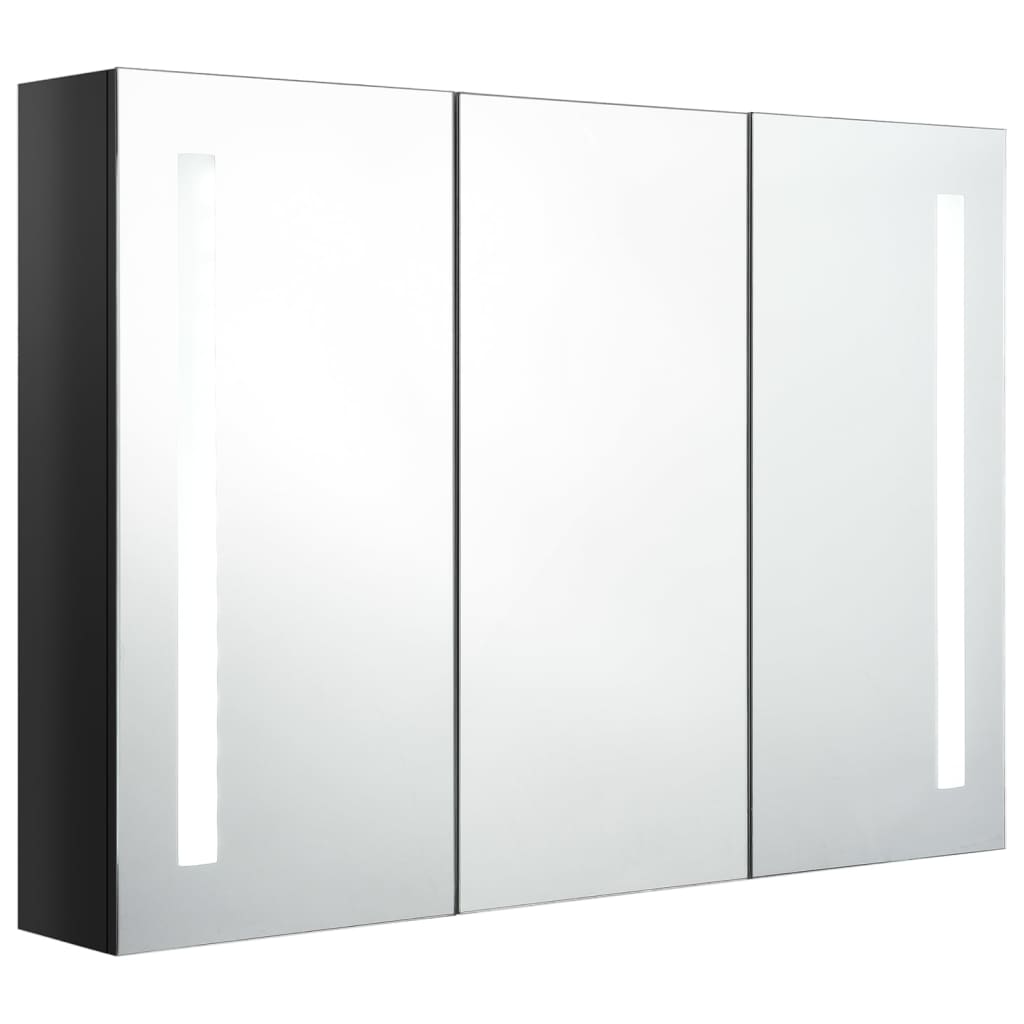 vidaXL LED kylpyhuoneen peilikaappi 89x14x62 cm kiiltävä musta