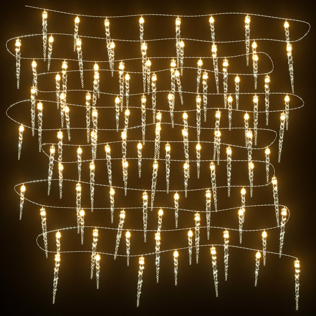 vidaXL Jääpuikko jouluvalo 100 LED-valoa lämmin valk. 10 m akryyli PVC